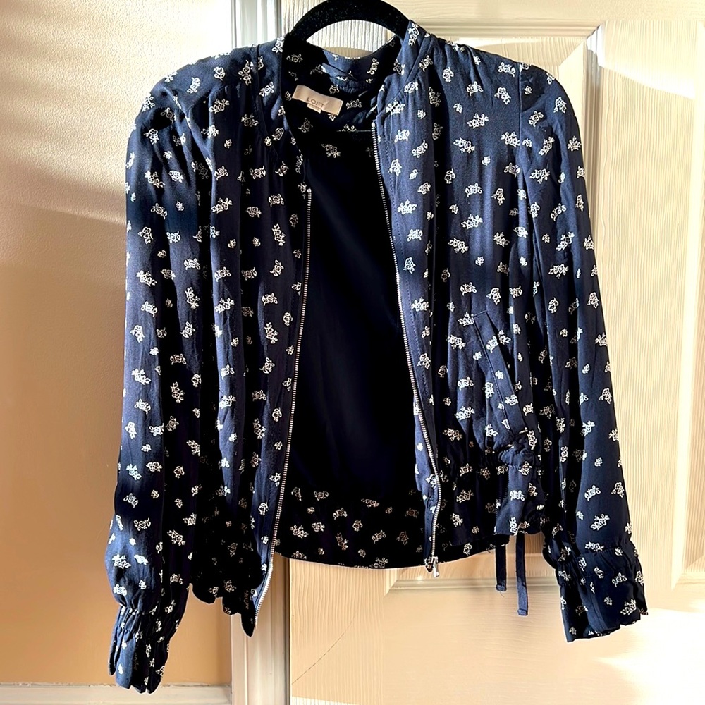 LOFT zip up floral bomber